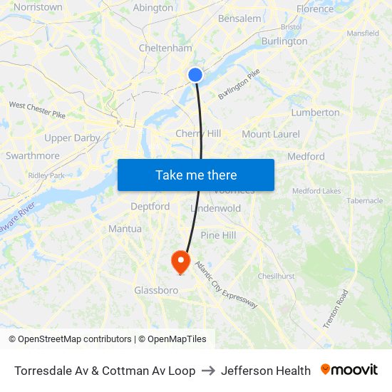 Torresdale Av & Cottman Av Loop to Jefferson Health map