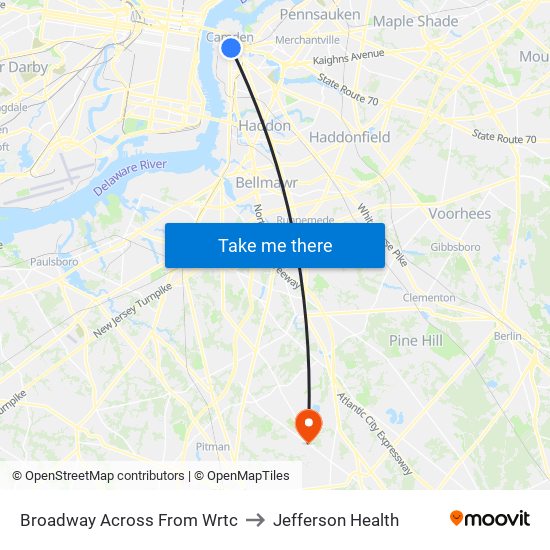 Broadway Across From Wrtc to Jefferson Health map