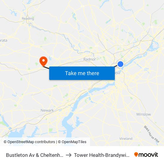 Bustleton Av & Cheltenham Av - Fs to Tower Health-Brandywine Hospital map