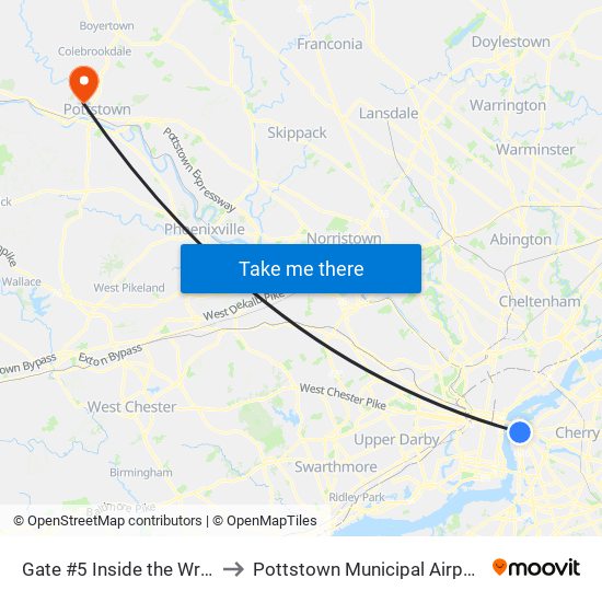 Gate #5 Inside the Wrtc to Pottstown Municipal Airport map