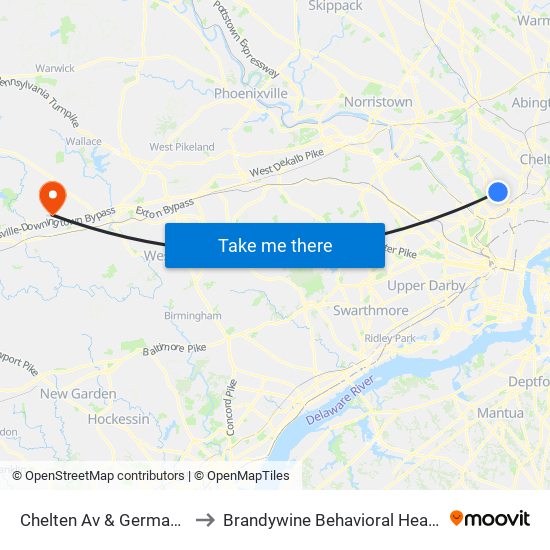 Chelten Av & Germantown Av to Brandywine Behavioral Health Pavilion map