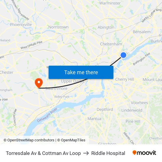 Torresdale Av & Cottman Av Loop to Riddle Hospital map