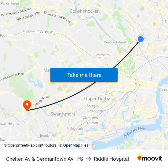 Chelten Av & Germantown Av - FS to Riddle Hospital map