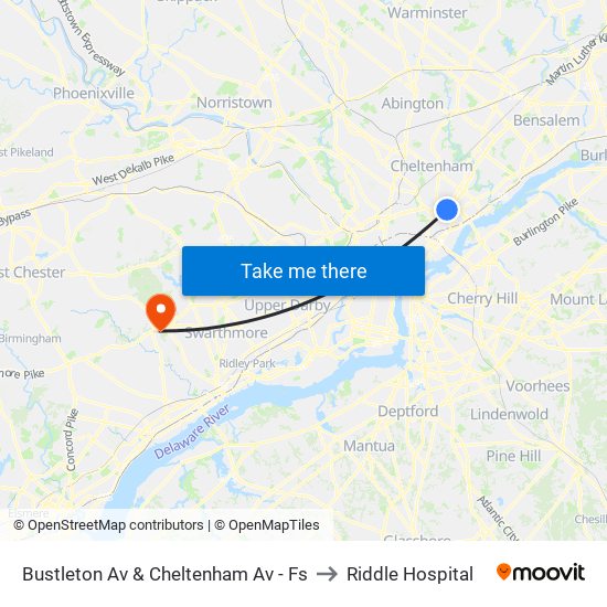 Bustleton Av & Cheltenham Av - Fs to Riddle Hospital map