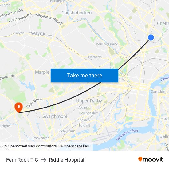 Fern Rock T C to Riddle Hospital map