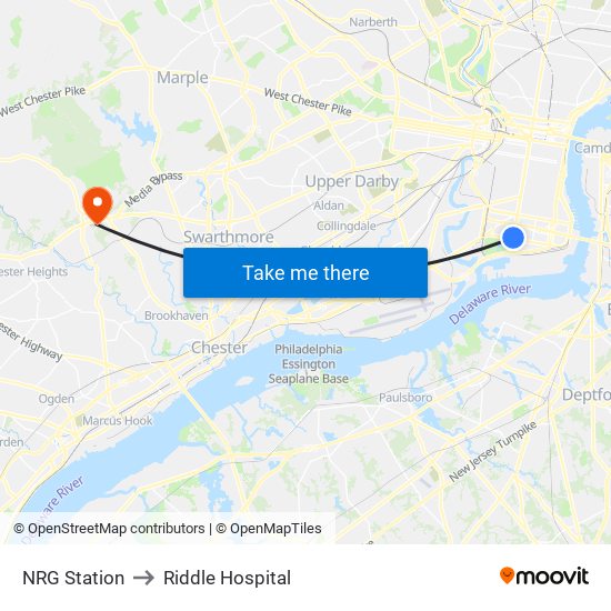 NRG Station to Riddle Hospital map