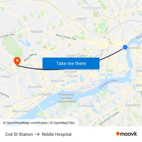2nd St Station to Riddle Hospital map