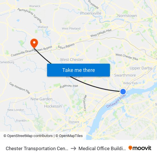 Chester Transportation Center to Medical Office Building map