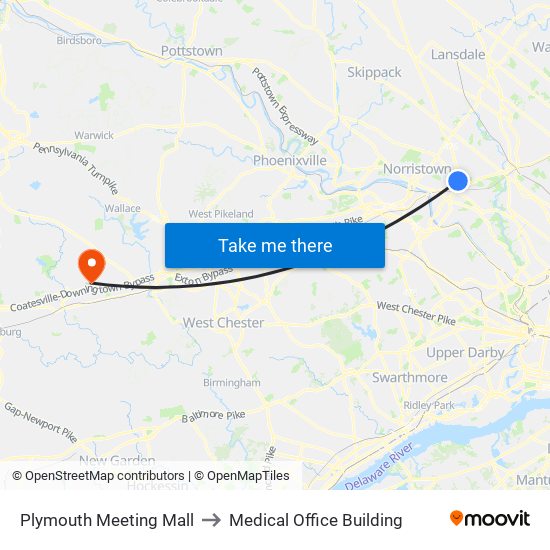 Plymouth Meeting Mall to Medical Office Building map