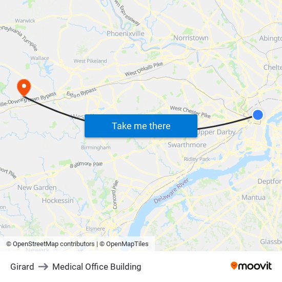 Girard to Medical Office Building map