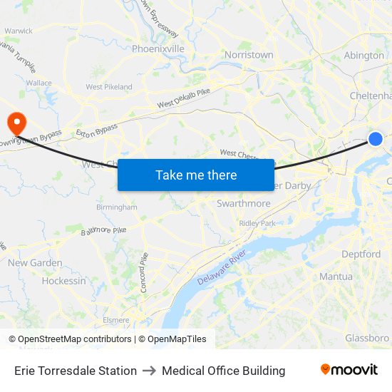 Erie Torresdale Station to Medical Office Building map