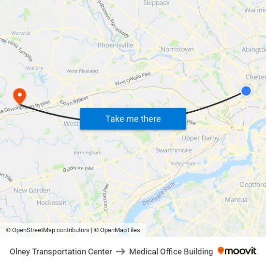 Olney Transportation Center to Medical Office Building map