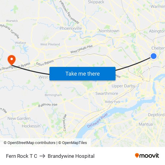 Fern Rock T C to Brandywine Hospital map