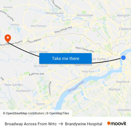 Broadway Across From Wrtc to Brandywine Hospital map