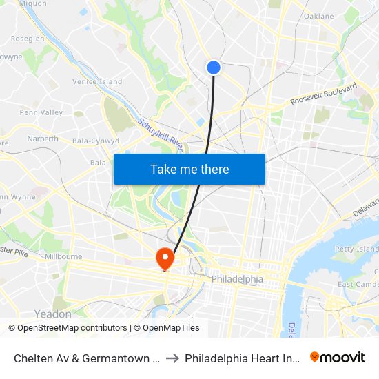Chelten Av & Germantown Av - FS to Philadelphia Heart Institute map