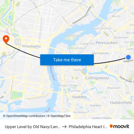 Upper Level by Old Navy/Lens Crafters to Philadelphia Heart Institute map