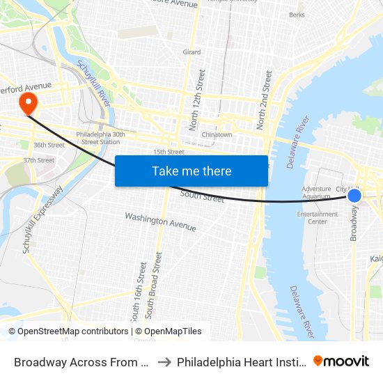 Broadway Across From Wrtc to Philadelphia Heart Institute map