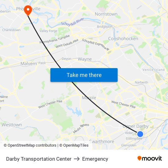 Darby Transportation Center to Emergency map