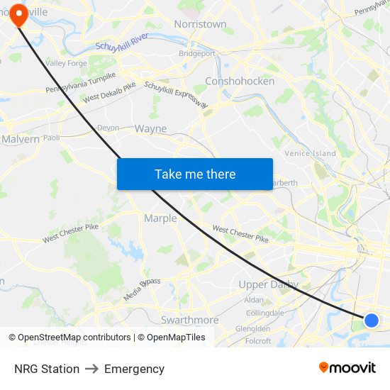 NRG Station to Emergency map