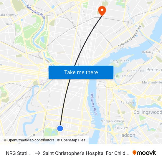 NRG Station to Saint Christopher's Hospital For Children map