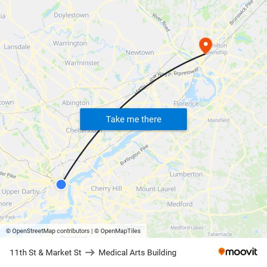 11th St & Market St to Medical Arts Building map