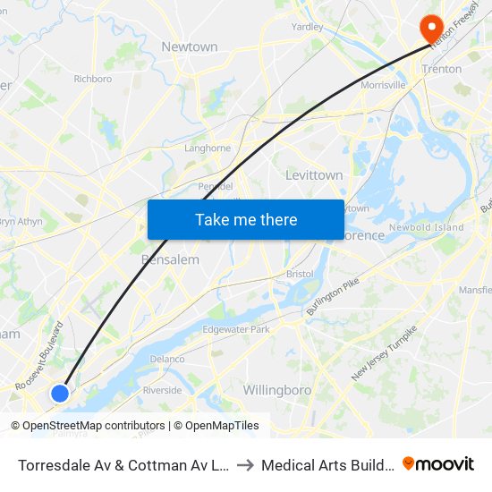 Torresdale Av & Cottman Av Loop to Medical Arts Building map