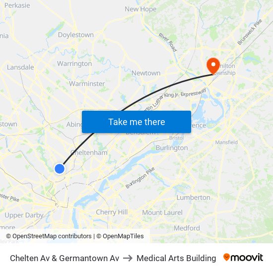 Chelten Av & Germantown Av to Medical Arts Building map