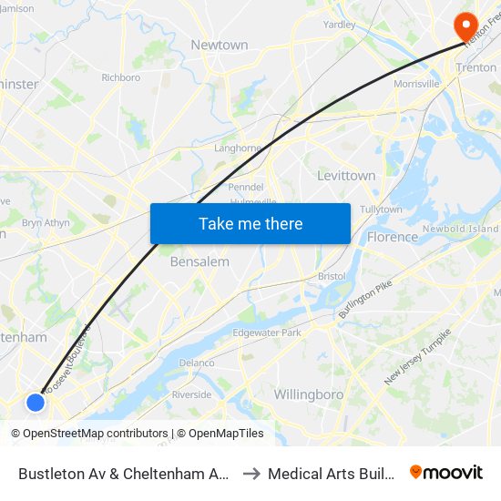 Bustleton Av & Cheltenham Av - Fs to Medical Arts Building map