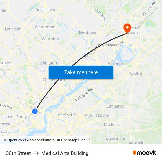 30th Street to Medical Arts Building map