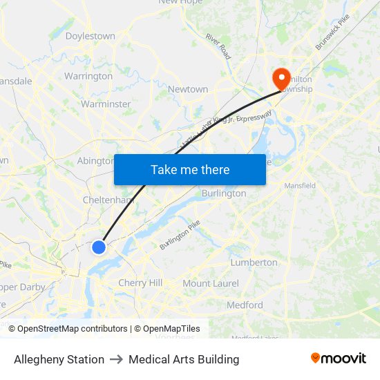 Allegheny Station to Medical Arts Building map