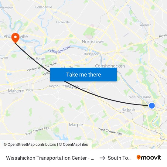 Wissahickon Transportation Center - Onsite to South Tower map