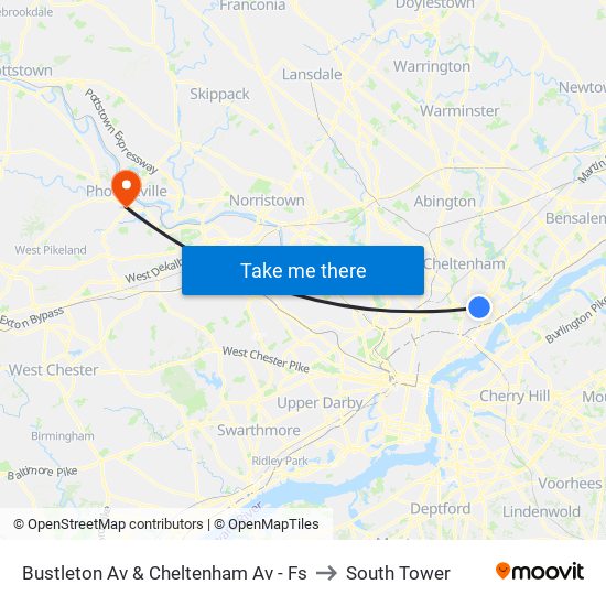 Bustleton Av & Cheltenham Av - Fs to South Tower map
