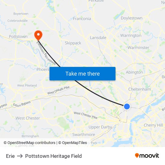 Erie to Pottstown Heritage Field map