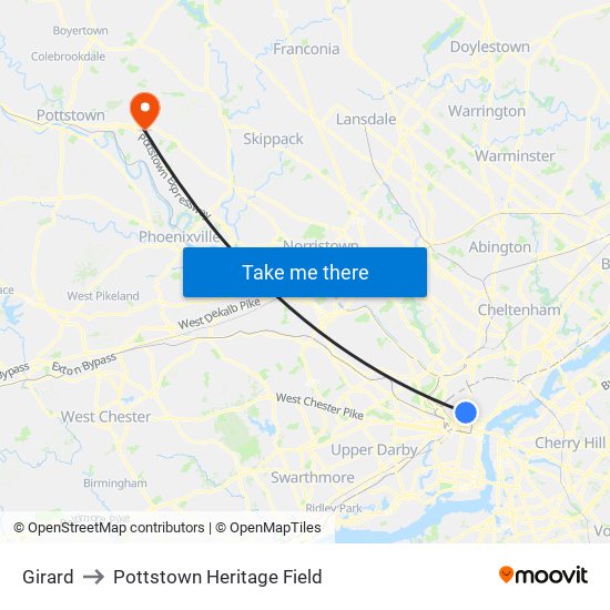 Girard to Pottstown Heritage Field map