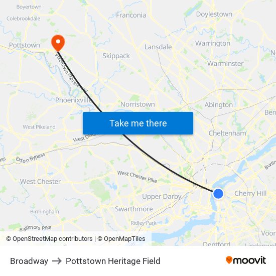 Broadway to Pottstown Heritage Field map