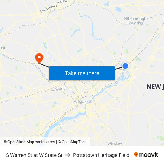 S Warren St at W State St to Pottstown Heritage Field map