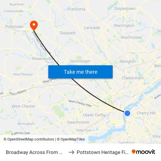 Broadway Across From Wrtc to Pottstown Heritage Field map