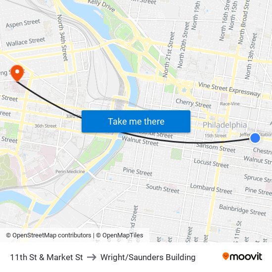 11th St & Market St to Wright/Saunders Building map