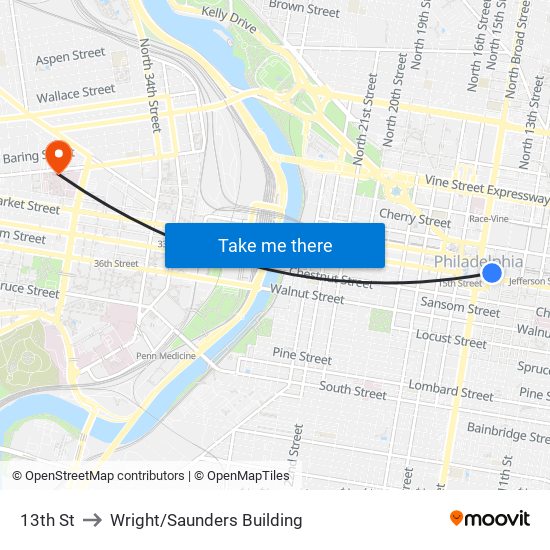 13th St to Wright/Saunders Building map