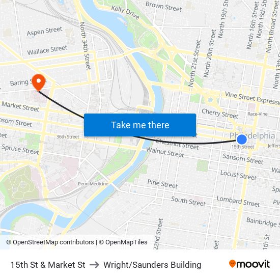 15th St & Market St to Wright/Saunders Building map