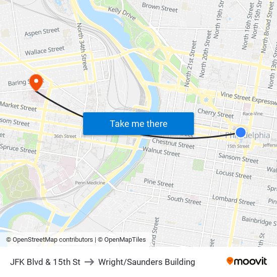 JFK Blvd & 15th St to Wright/Saunders Building map