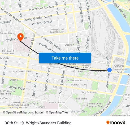 30th St to Wright/Saunders Building map