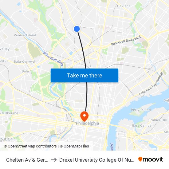 Chelten Av & Germantown Av - FS to Drexel University College Of Nursing And Health Professions map