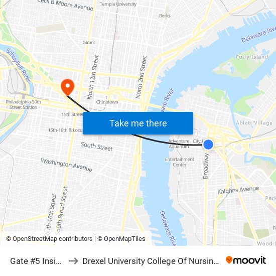 Gate #5 Inside the Wrtc to Drexel University College Of Nursing And Health Professions map