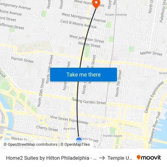 Home2 Suites by Hilton Philadelphia - Convention Center, Pa to Temple University map