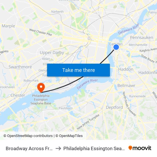 Broadway Across From Wrtc to Philadelphia Essington Seaplane Base map