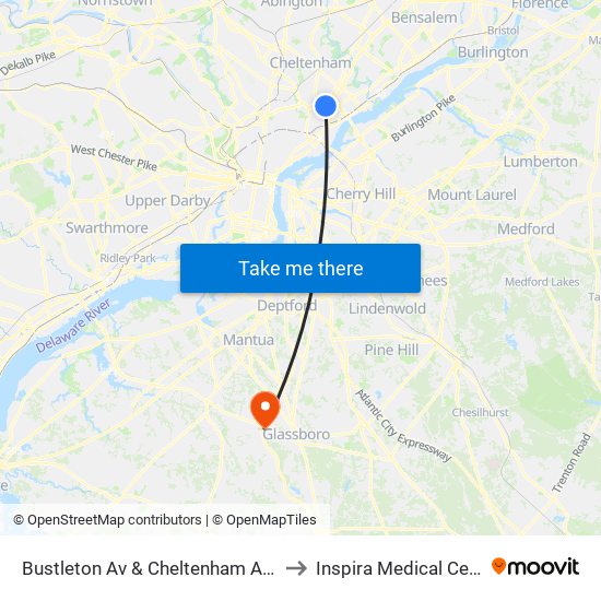 Bustleton Av & Cheltenham Av - Fs to Inspira Medical Center map
