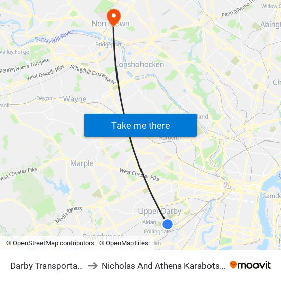 Darby Transportation Center to Nicholas And Athena Karabots Medical Building map