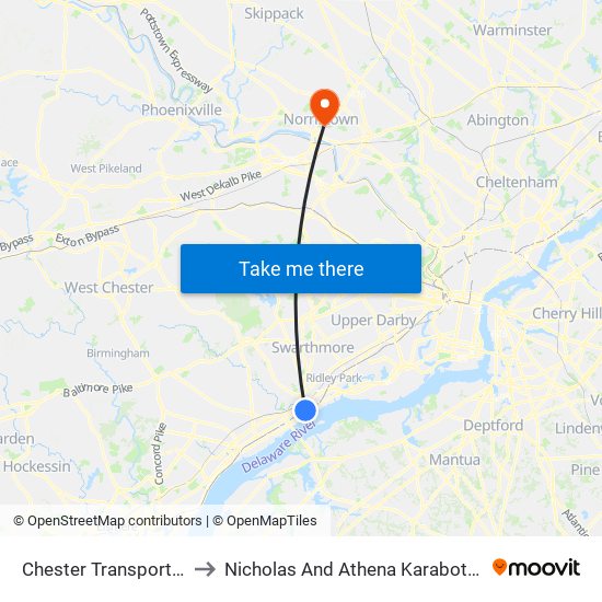 Chester Transportation Center to Nicholas And Athena Karabots Medical Building map