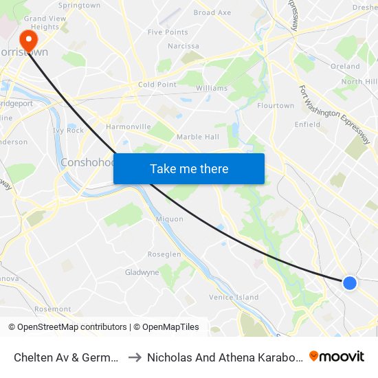 Chelten Av & Germantown Av - FS to Nicholas And Athena Karabots Medical Building map